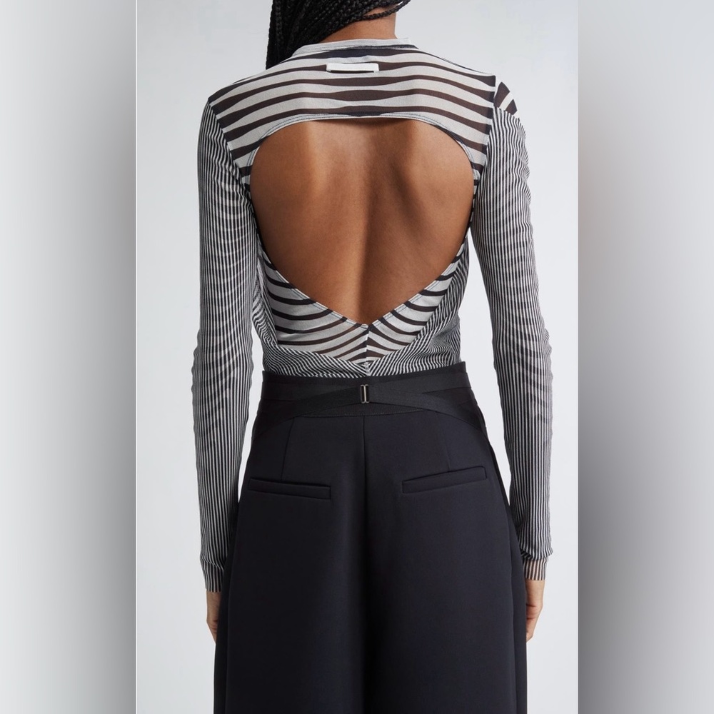 NEW Jean Paul Gaultier Body Morphing Mesh Black and White Sheer Bodysuit NWOT - Picture 10 of 15